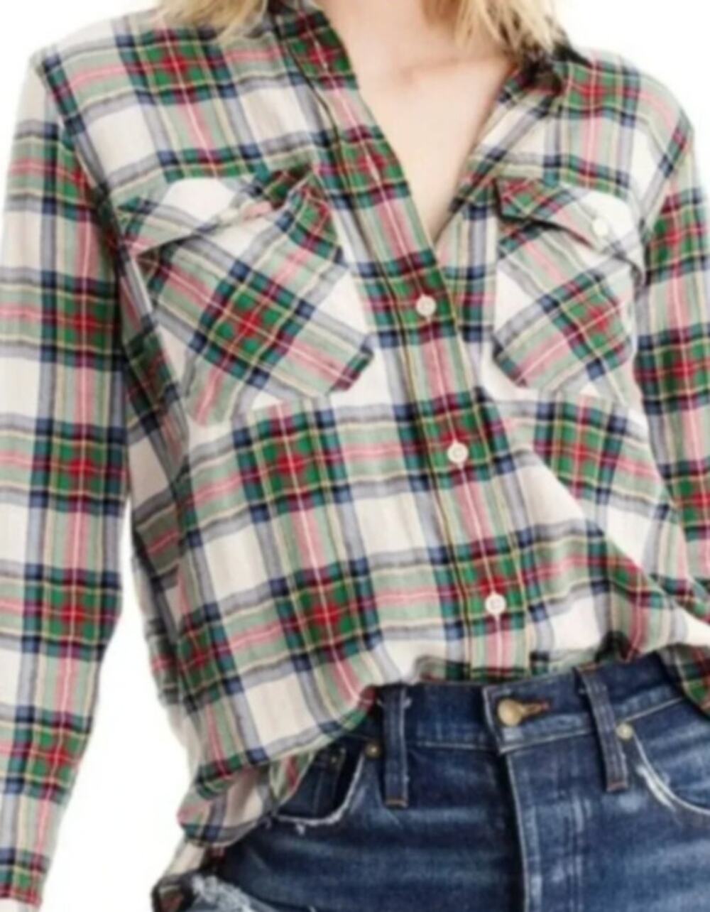 J. Crew Stewart Tartan Plaid Button Down Shirt Size 2